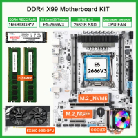 X99 D4 motherboard kit Xeon e5 2666 V3 LGA2011-3 CPU 16GB 2133MHz ddr4 Ram 256GB Nvme M.2 SSD RX 580 8GB video card cooler combo
