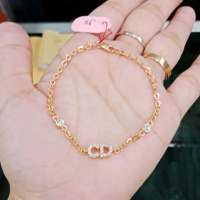 GELANG RANTAI CD MP WANITA ROSE GOLD PERAK ASLI 925