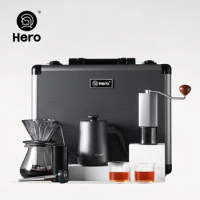 Hero S02 Hand Drip Coffee Gift Box Sets 7 PCS Manual Grinder +Drip Filter+Share Coffee Pot+Brush+Hand Punch Pot+Electric Scale
