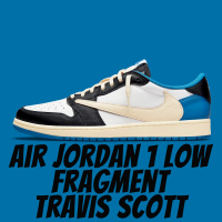 NIKE 耐吉 休閒鞋 Air Jordan 1 Low Fragment Travis Scott 三方聯名 藤原浩 倒鉤 白藍 DM7866-140