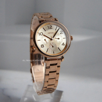 【FOSSIL】Jacqueline 玫瑰金款三眼日期顯示不鏽鋼腕錶女錶(ES3665)