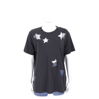 RED VALENTINO 透膚蕾絲星星黑色短袖TEE T恤