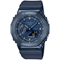 CASIO卡西歐 G-SHOCK GM-2100N-2A 農家橡樹金屬錶殼雙顯示腕錶 / 藍 44.4mm｜樂天領券折300★全館特惠中★指定刷卡回饋10%