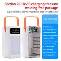 18650 DIY battery  22.5W fast charging camping light USB type C charging cable no welding mobile  flashlight