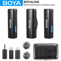 BOYA BOYALINK Wireless Lavalier Lapel Microphone for iPhone Android Smartphone Cameras Youtube Video Recording Live Streaming