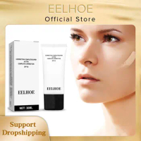 EELHOE CC Cream Soft Makeup Primer Cream Moisturizing Whitening Face Brightening Skin Concealer Invisible Pore Makeup Foundation