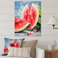 Lukisan Abstrak Dinding Ruang Tamu Red Watermelon, Lukisan Semangka - Future Art Painting tanpa bing