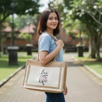 Tas Goni Laminasi / Tas Karung Goni Laminasi / Jute Bag - ON CANVAS II Ukuran M Hitam