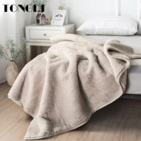 TONGDI Double-decker Solid Thickened Soft Warm RASCHEL Fleece Blanket Luxury Decor For Cover Sofa Bed Bedspread Winter Couch