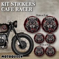 Motorcycle Fairing Helmet Tank Pad Saddlebags Side Cover Wolf Decals Cafe Racer Kit Stickers For Honda Triumph Harley Indian bmw