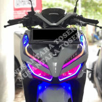 Paketan Lampu Alis Bluetooth Rgb Vario 125 150 Free Devil Eye Tidak Berbintik / Lampu Alis Running R