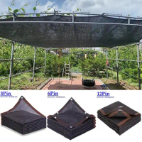 3 6 12 Pin Black HDPE Anti-UV Sun Shade Net Gazebo Shelter Outdoor Pergola Canopy Sun Cover Agriculture Greenhouse Sunshade Net