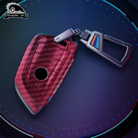 Carbon Fiber Key Fob Cover Case Rings Shell Cover Compatible for BMW X1 X3 X5 X6 G20 G30 G01 G02 G05 F15 F16 G11 F48 1 3 5 6 7 8