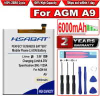 HSABAT 6000mAh Battery for AGM A9 New Replacement Accessory Accumulators