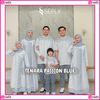 SEPLY SARIMBIT LEBARAN SEPLY TERBARU 2026 TENARA PASSION BLUE SET PAKAIAN KELUARGA GAMIS DEWASA MOTI