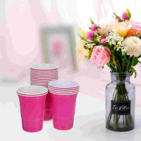 20 Pcs Disposable Party Cup Birthday Decoration (rose Red 16oz Plastic 20pcs) Delicate Cups for Water Wedding Juice Multi-use