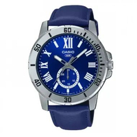 Casio MTP-VD200L-2BUDF Silver Blue Leather Strap