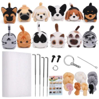 MIUSIE Non-Finished Dog Cat Wool Felting Material Package For Doll Toy Handmade DIY Craft For Child Gift Needle Felting Kit