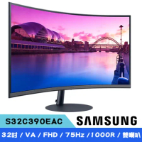 SAMSUNG 三星 S32C390EAC 32型 VA FHD 曲面螢幕(1000R/喇叭/16:9/75Hz)