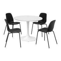 DOCKSTA/LIDÅS 餐桌附4張餐椅, 白色 白色/黑色/黑色, 103 公分