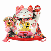 【開運方程式】達摩招財貓存錢罐 千金萬兩24公分(聚寶盆撲滿存錢筒風水擺件禮盒送禮新年開運)