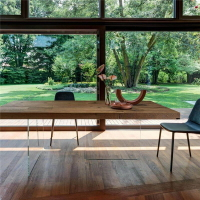 餐桌 北歐懸空餐桌設計師創意原木工作臺大板