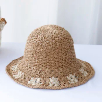 2024 New fashion Foldable bucket hat UV Protection sun hat For Beach,Travel And Vacation handmade straw hat
