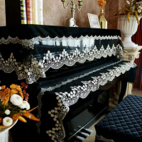 American light luxury piano cover dustproof piano stool cover Nordic piano cloth half cover lace keyboard cover cloth
