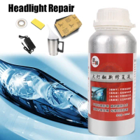 6pcs Sanding Paper 600ml Liquid Car Maintenance Car Headlight Renovation Lamp Restoration Agent Refurbishmen