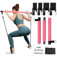 Pilates Bar Kit with Resistance Band Protable Home Gym Workout Equipment For Women Perfect Stretched Fusion Exercise Bar &amp; Band