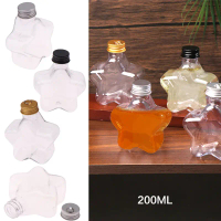 【Ahot】 200ML Cute Star Plastic Bottle Clear Milk Tea Coffee Bottle Transparent Drinking Bottle Water