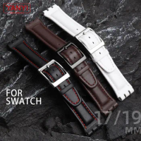 Genuine leather bracelet for swatch watchband 17mm 19mm Toothed interface wristwatches band men women sport leather watch strap