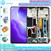 AMOLED For Oppo Reno5 5G PEGM00 PEGT00 LCD Display Touch Screen Digitizer Assembly Replacement For Oppo Reno5 4G CPH2159 LCD