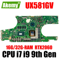 UX581GV Mainboard For ASUS ZenBook Pro Duo UX581 UX581GW UX581G Laptop Motherboard CPU I7-9750H I9-9980H GPU RTX2060 16G/32G-RAM