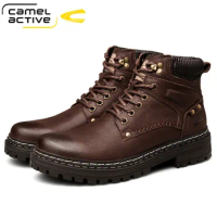 Camel Active New 2020 Ankle Boots Short Men's Boots Warm Men Fashion Wild Retro Tooling Genuine Leather Boot Non-slip Boots