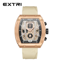 Extri Newest Original Heavy Square Case Complete Calendar Chronograph Men Luxury Design Watches With Metal Gifts Box