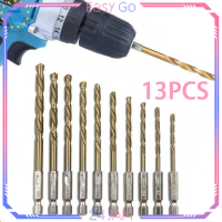 Mata Bor Kayu Satu Set 13pcs Mata Bor Besi Hexagonal Hss Mata Pahat Bor Kayu 1.5-6.5mm Mata Bor Buat