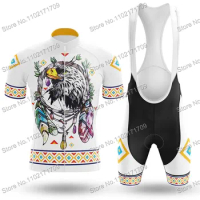 2022 Funny Cartoon Native Eagle Mens Cycling Jersey Set Native Road Bike Shirts Cycling Clothing Suit Bicycle Bib Shorts