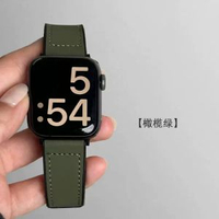 全城熱賣 - 新款瘋馬皮矽膠磁吸iwatch錶帶適用蘋果手錶applewatch s10/9運動【軍綠色】瘋馬皮磁吸扣適配iWatch Ultra 49mm