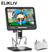 Elikliv EDM402 Pro 2K HDMI Digital Microscope 1200x 10.1 inch IPS Electronic Microscopio Coin Soldering Tool For Phone PC TV 64G