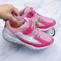 【FILA】FILA KIDS 中童輕量慢跑鞋 運動鞋 俏皮桃紅(2-J822X-511)