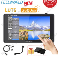 FEELWORLD 6 Inch 2600nit HDR 3D LUT Touch Screen DSLR Camera Field Monitor Waveform VectorScope 4K HDMI 1920X1080 IPS Panel LUT6
