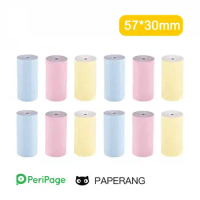 3-12 Rolls Printable White Thermal Paper Roll Color Thermal Sticker 57*30mm for Thermal Printer PeriPage A6 A9 PAPERANG P1 P2