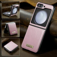 Solid Color Gloss Leather Flip Phone Cover For Samsung Galaxy Z Flip5 Folding Phone Case Lover Christmas Gifts Free Shipping