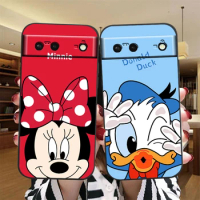 Mickey Minnie Couple For Google Pixel 8 7A 7 6A 6 5A 5 4 4A XL 5G Black Silicon Shockproof Shell Soft Phone Case