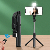 EWAA TONGSIS R1S LED BLUETOOTH SELFIE FLASH LIGHT + REMOTE Holder Ponsel Tripod Kamera Wireless Came