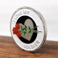 I Love My Soldier Souvenir Coin Rose Gold/Silver Plated Badge US Valentine's Day Gifts Crafts