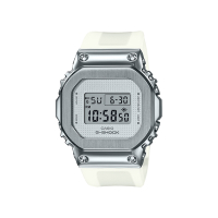 CASIO卡西歐 G-SHOCK 金屬簡約電子錶-灰白x半透明錶帶_GM-S5600SK-7_38.4mm