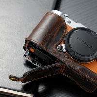 For Fujifilm XA3 XA5 XA7 Camera Bodysuit Genuine Leather Camera Case Handle Half Bag