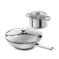 【ZWILLING 德國雙人】Joy Plus不鏽鋼不沾鍋蜂巢炒鍋30cm贈Joy不鏽鋼雙耳湯鍋20cm(德國雙人牌集團官方直營)